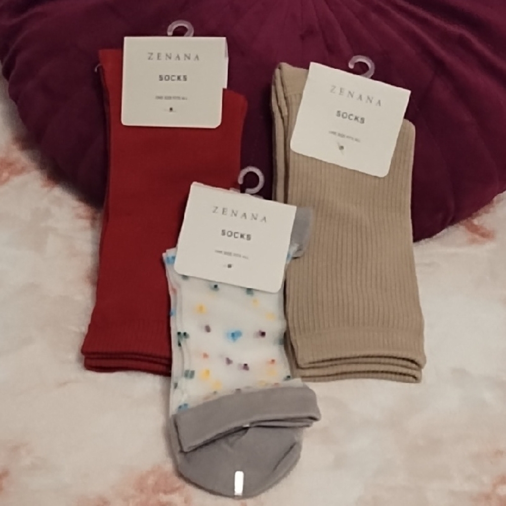 Zenana Outfitters Women's Socks - Red, Beige, and Multicolor